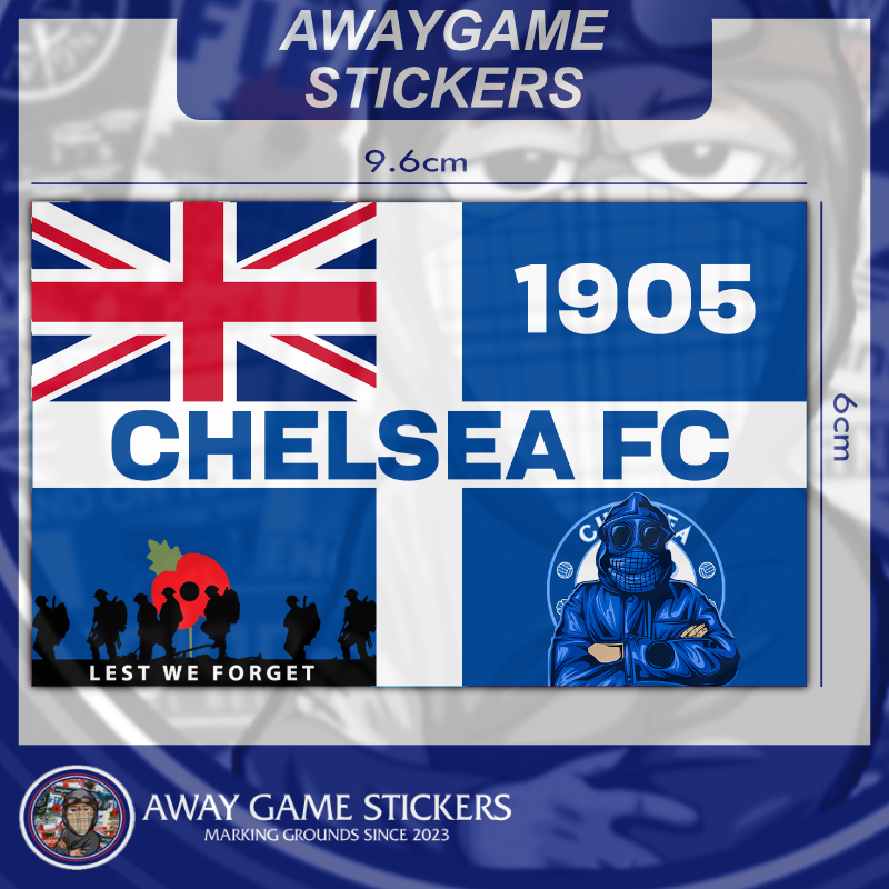 Lest We Forget, 1905, Blue England classic flag style - Chelsea Stickers
