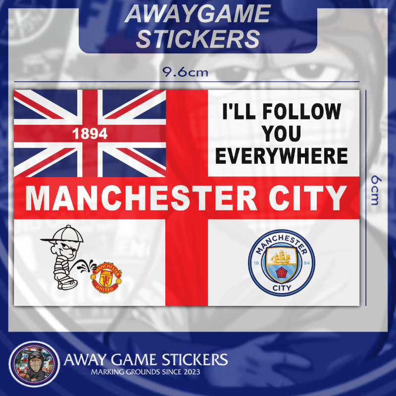 Man City England Flag Design - Football Stickers