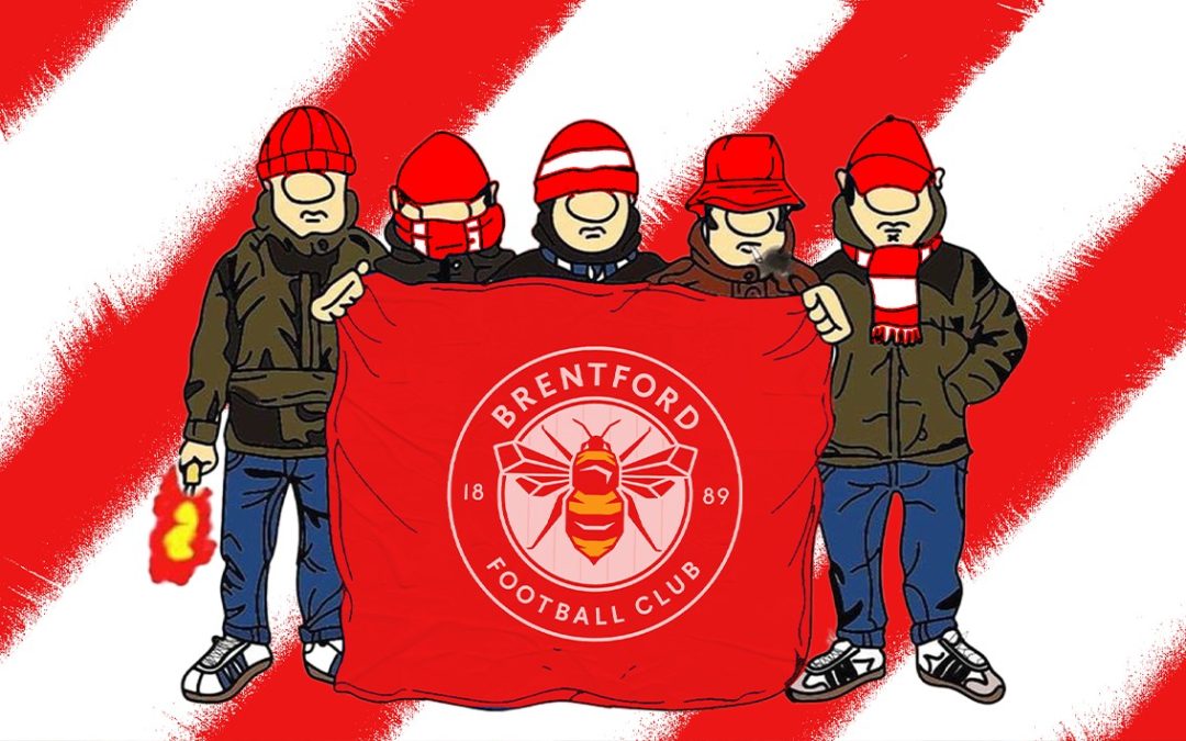 Brentford casuals with flag